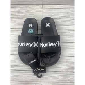 Hurley Men’s Slides Beach Sandals Flip Flops Surf Pool Size 6M Black NEW